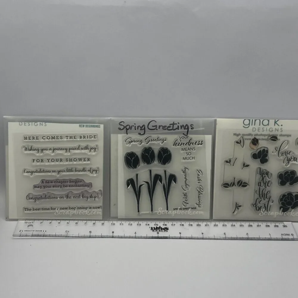 Gina K Designs Mini 4x4 photopolymer stamp sets lot Blossom Spring Greetings